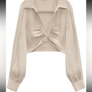 Satin effect ruched blouse
